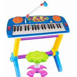 Pianinas sintezatorius su mikrofonu, kėdute ir 37 klavišais - mėlynas